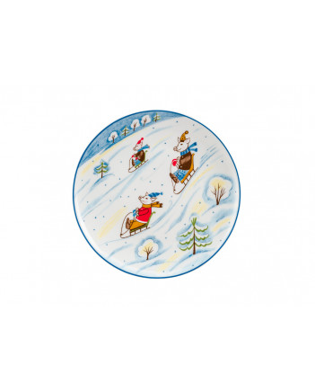 LOMONOSOV IMPERIAL PORCELAIN BABY SET 3PC: CUP, PLATE AND BOWL WINTER JAUNT