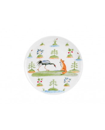 LOMONOSOV IMPERIAL PORCELAIN BABY SET 3PC: CUP, PLATE AND BOWL FOX AND CRANE FAIRYTALE