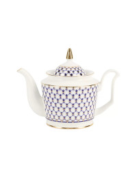 LOMONOSOV IMPERIAL BONE CHINA PORCELAIN TEA SET SERVICE COBALT NET YULIA 14 items