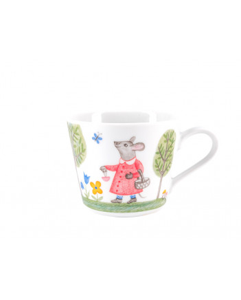LOMONOSOV IMPERIAL PORCELAIN BABY SET 3PC: CUP, PLATE AND BOWL WALK FOR MUSHROOMS