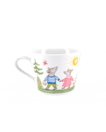 LOMONOSOV IMPERIAL PORCELAIN BABY SET 3PC: CUP, PLATE AND BOWL WALK FOR MUSHROOMS