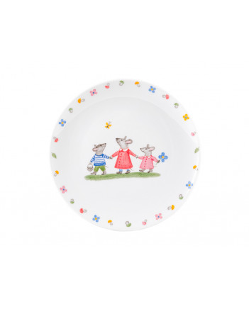 LOMONOSOV IMPERIAL PORCELAIN BABY SET 3PC: CUP, PLATE AND BOWL WALK FOR MUSHROOMS