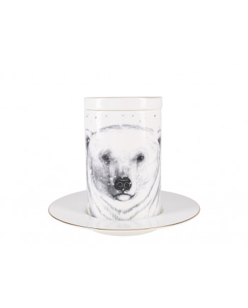 LOMONOSOV IMPERIAL PORCELAIN COFFEE LATTE HOT CHOCOLATE MUG TOTEM ANIMAL POLAR BEAR 390 ML/13.2 FL.OZ