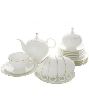 LOMONOSOV IMPERIAL BONE CHINA PORCELAIN TEA SET SERVICE GOLDEN EDGE APPLE 20 items