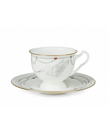 LOMONOSOV IMPERIAL BONE CHINA PORCELAIN ESPRESSO CUP AISEDORA SWAN LAKE #2 240 ml/8.1 fl.oz