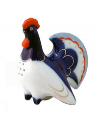 LOMONOSOV IMPERIAL PORCELAIN SALT PEPPER SHAKER BOX ROOSTER