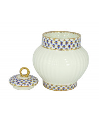 LOMONOSOV IMPERIAL BONE CHINA PORCELAIN SUGAR BOWL WAVE COBALT NET 390 ml 13.2 oz