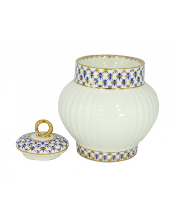 LOMONOSOV IMPERIAL BONE CHINA PORCELAIN SUGAR BOWL WAVE COBALT NET 390 ml 13.2 oz