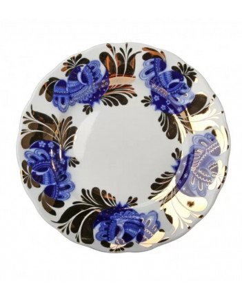 LOMONOSOV IMPERIAL PORCELAIN DESSERT PLATE TULIP GOLDEN GARDEN 18 cm 7"