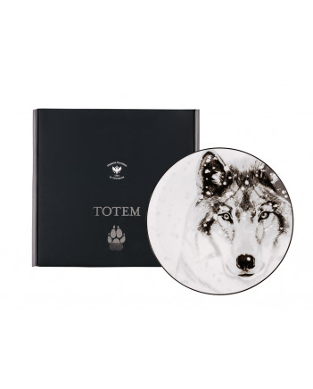 LOMONOSOV IMPERIAL PORCELAIN DECORATIVE WALL PLATE TOTEM ANIMAL WOLF 23 CM 9.1"