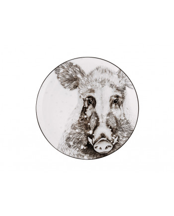 LOMONOSOV IMPERIAL PORCELAIN DECORATIVE WALL PLATE TOTEM ANIMAL WILD BOAR 23 CM 9.1"