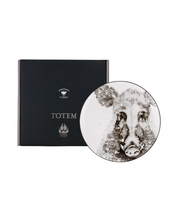 LOMONOSOV IMPERIAL PORCELAIN DECORATIVE WALL PLATE TOTEM ANIMAL WILD BOAR 23 CM 9.1"