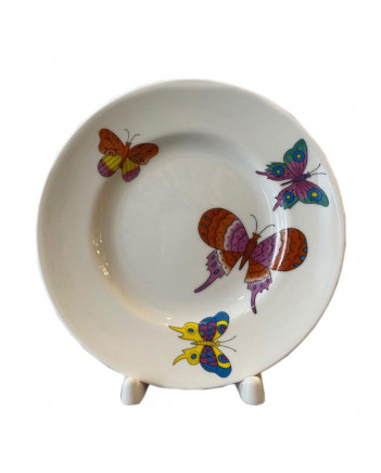LOMONOSOV IMPERIAL PORCELAIN DESSERT PLATE SMOOTH SAFFRON BUTTERFLIES 15 cm 5.9"