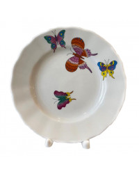 LOMONOSOV IMPERIAL PORCELAIN DESSERT PLATE TULIP SAFFRON BUTTERFLIES 18 cm 7"