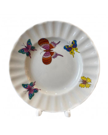 LOMONOSOV IMPERIAL PORCELAIN DESSERT PLATE PAVILLION SAFFRON BUTTERFLIES 18 cm 7"