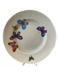 LOMONOSOV IMPERIAL PORCELAIN DINNER PLATE SAFFRON BUTTERFLIES 24 cm 9.4"