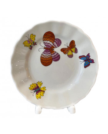 LOMONOSOV IMPERIAL PORCELAIN DESSERT PLATE TULIP SAFFRON BUTTERFLIES 15 cm 5.9"