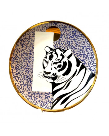LOMONOSOV IMPERIAL PORCELAIN DECORATIVE WALL PLATE ZODIAC TIGER White YEAR 195 mm 7.7"
