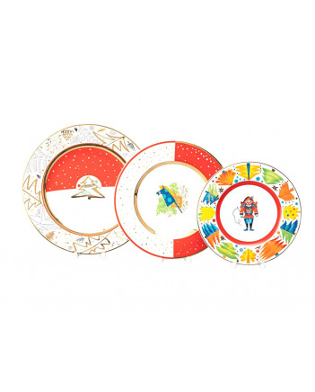 LOMONOSOV IMPERIAL PORCELAIN DINNER PLATE SET 3 ITEMS NEW YEAR