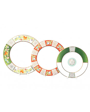 LOMONOSOV IMPERIAL PORCELAIN DINNER PLATE SET 3 ITEMS CHRISTMAS