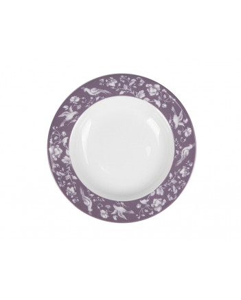LOMONOSOV IMPERIAL PORCELAIN DINNER DEEP PLATE MONPLAISIR VIOLET 22.5 cm/8.9"