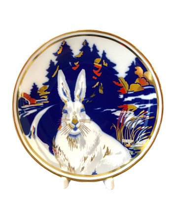 LOMONOSOV IMPERIAL PORCELAIN DECORATIVE WALL PLATE RABBIT 2023 SYMBOL YEAR 195 mm 7.7"