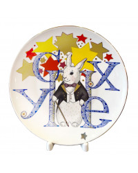 LOMONOSOV IMPERIAL PORCELAIN DECORATIVE WALL PLATE WATER RABBIT 2023 YEAR GOOD LUCK 195 mm 7.7"