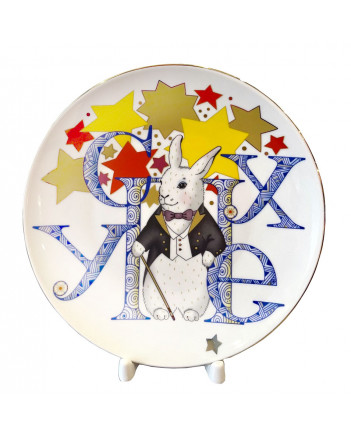 LOMONOSOV IMPERIAL PORCELAIN DECORATIVE WALL PLATE WATER RABBIT 2023 YEAR GOOD LUCK 195 mm 7.7"