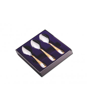FLATWARE TEASPOON STAINLESS STEEL SET OF 6 IRISES GOLD IMITATION