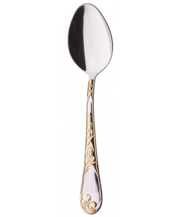 FLATWARE TEASPOON STAINLESS STEEL SET OF 6 IRISES GOLD IMITATION