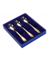 FLATWARE TEASPOON STAINLESS STEEL SET OF 6 IMPERIAL GOLD GILDING