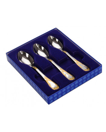 FLATWARE TEASPOON STAINLESS STEEL SET OF 6 IMPERIAL GOLD GILDING