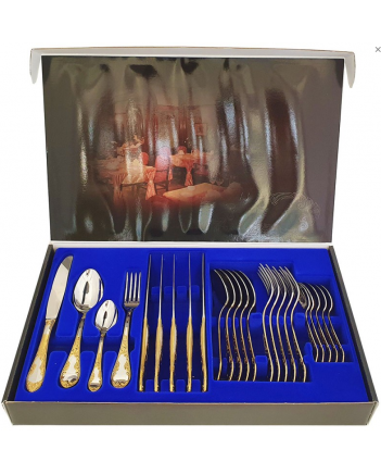 FLATWARE STAINLESS STEEL CUTLERY SET OF 24 AMBASSADOR GILDING