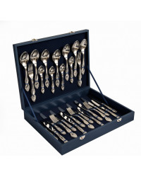 FLATWARE STAINLESS STEEL CUTLERY SET OF 48 TROIKA WOODEN GIFT BOX