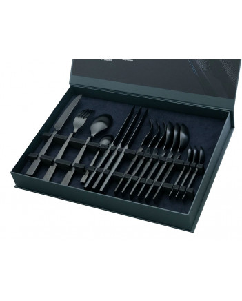LOMONOSOV IMPERIAL FLATWARE STAINLESS STEEL CUTLERY SET FOR 4 URBAN MATTE BLACK
