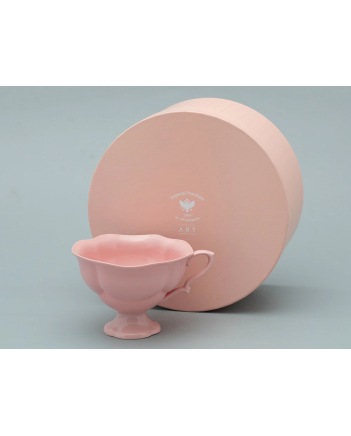 LOMONOSOV IMPERIAL BONE CHINA PORCELAIN TEA CUP NATASHA MONOCOLOR PINK PEACH 220 ml/7.4 fl.oz