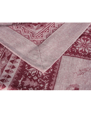 TABLECLOTH NATURAL LINEN COTTON FLAX  BURGUNDY WINTER CITY 200x150 cm/ 79x59"